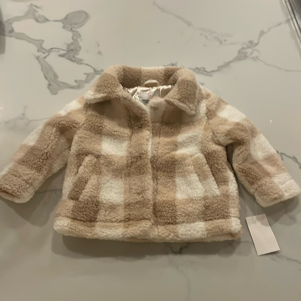New with tags girls Urban Republic Fleece plaid jacket 24M or 2Y